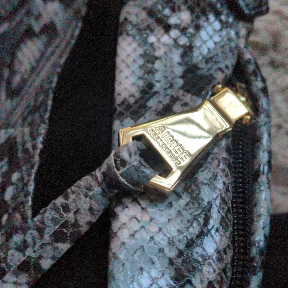Aimee Kestenberg Snakeskin Embossed and Black Suede Large Hobo Bag
